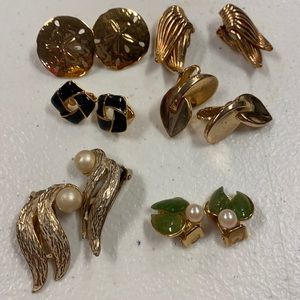 Vintage designer signed clip earring lot